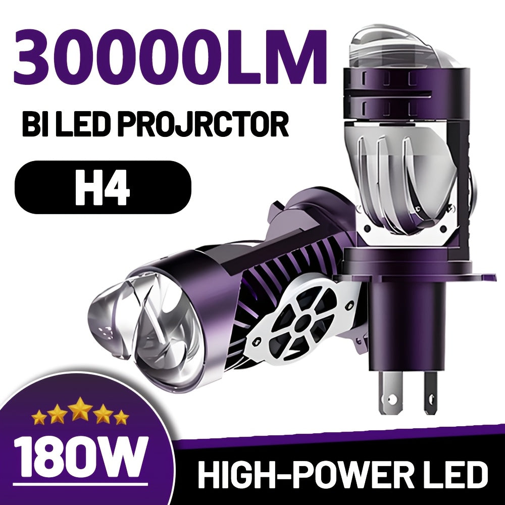 H4 Dual LED Mini Projector Lens LED Car Headlight Bulb 180W Super Bright Turbo Auto Bulb H4 High/Low Beam Fog Light Bulb 12V 24V