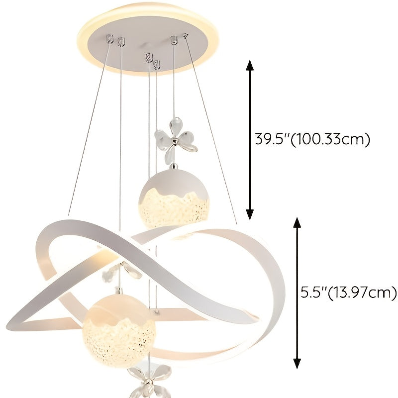 Modern LED pendant light three-color dimmable pendant light, suitable for kitchen island, dining room, living room, modern pendant light, height adjustable, perfect for modern home decoration