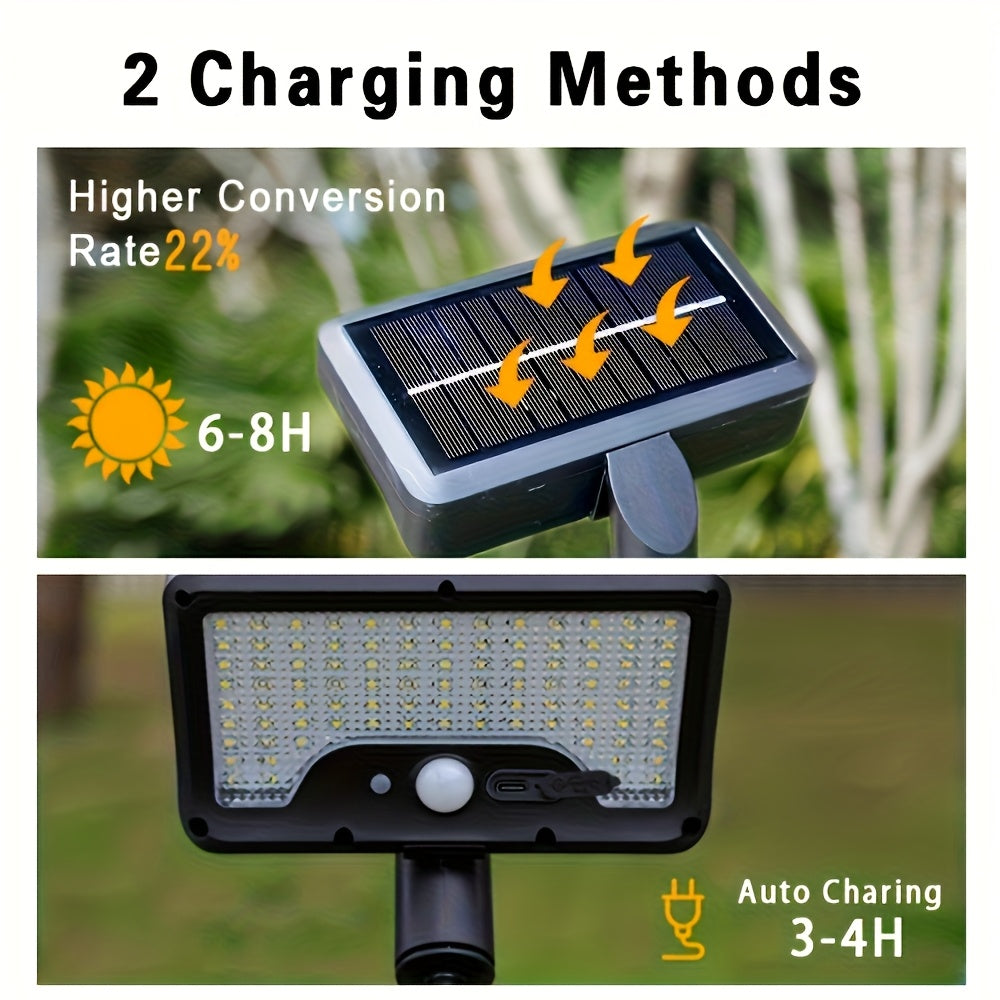 2PCS Commercial Street Solar Motion Sensor Light, Solar Wall Light with Foldable Flexible Bracket, 92LED Street Light, 3 Modes Auto On/Off, Security Lighting for Outdoor Tree Branches, Tents, Camping, Tables, Walls, Streets, Gardens