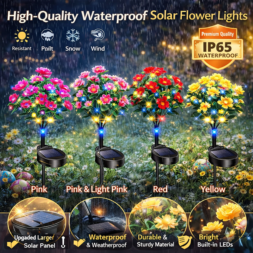 4-Pack Solar Azalea Garden Light – Waterproof IP65 LED Flower Light Outdoor Courtyard Light, Automatic On/Off, Energy Saving & Eco-Friendly, Easy to Install, Suitable for Spring/Summer Courtyard Lawn Party/BBQ Decoration