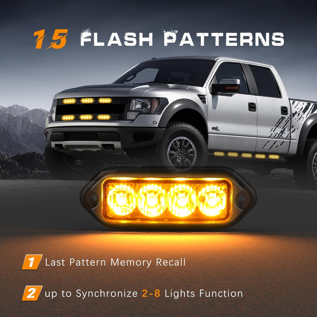 2-Pack Truck Light Bar, Grille LED Strip Light, Trailer Light, Amber Traffic Marker Light