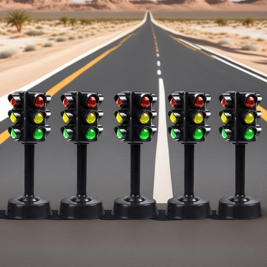 4Pcs Creative Home Traffic Light Tower Model Decor, Non-Electric Mini Ornament, Desktop Decoration, Outdoor Racing Game Scene Layout Prop, Sand Table Architectural Assembly Model