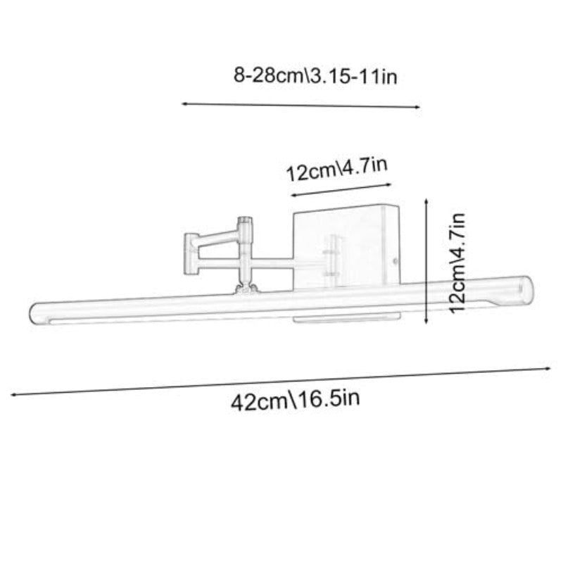 Multi-functional LED mirror lighting light, suitable for bathroom, with long strip design, with swing arm, very suitable for illuminating vanity and artwork