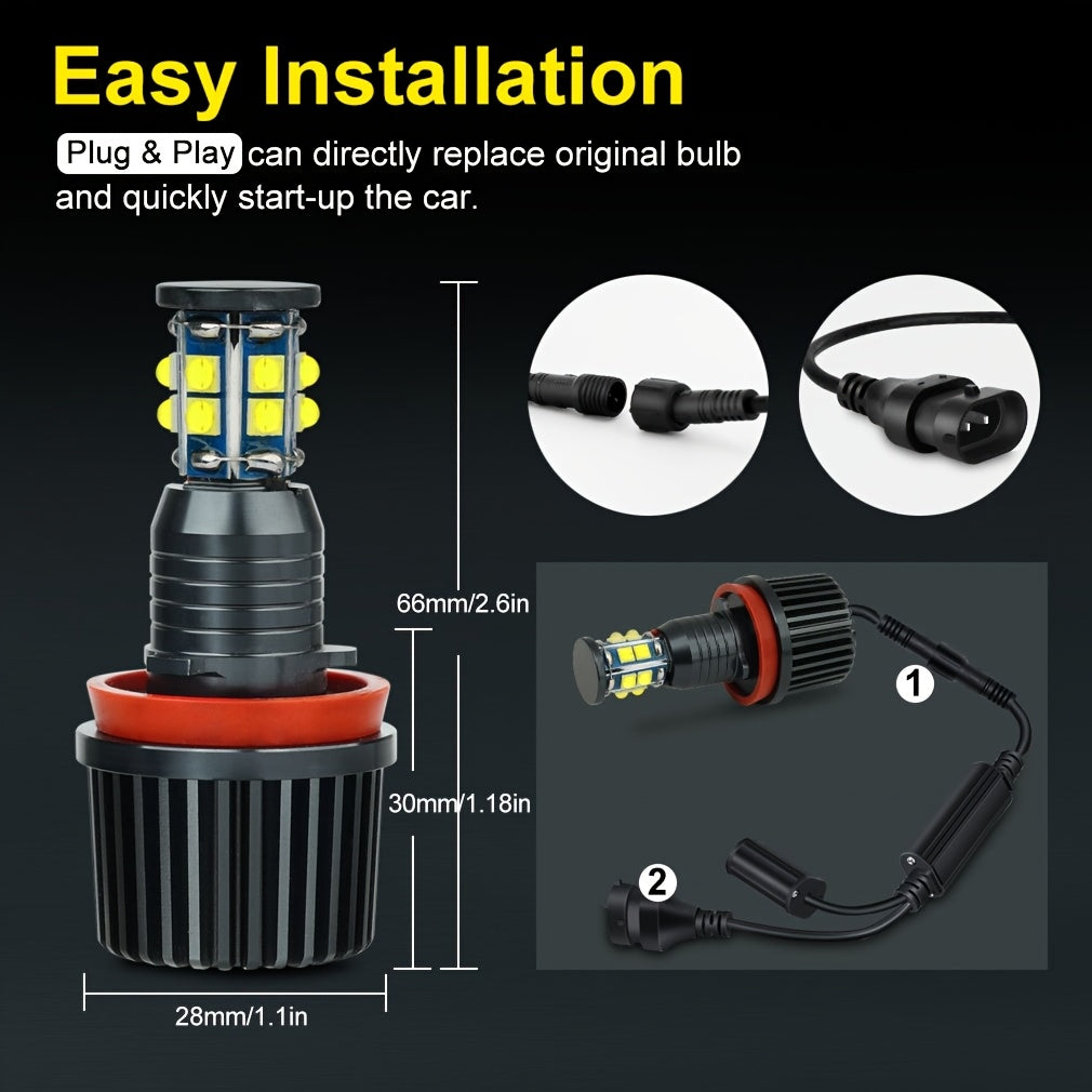 XSTORM 2Pcs H8 LED Angel Eye Headlight Bulbs LED Marker Light Canbus for BMW X5 E70 X6 E71 E90 E91 E92 M3 E89 E82 E87 Car Headlights 12V