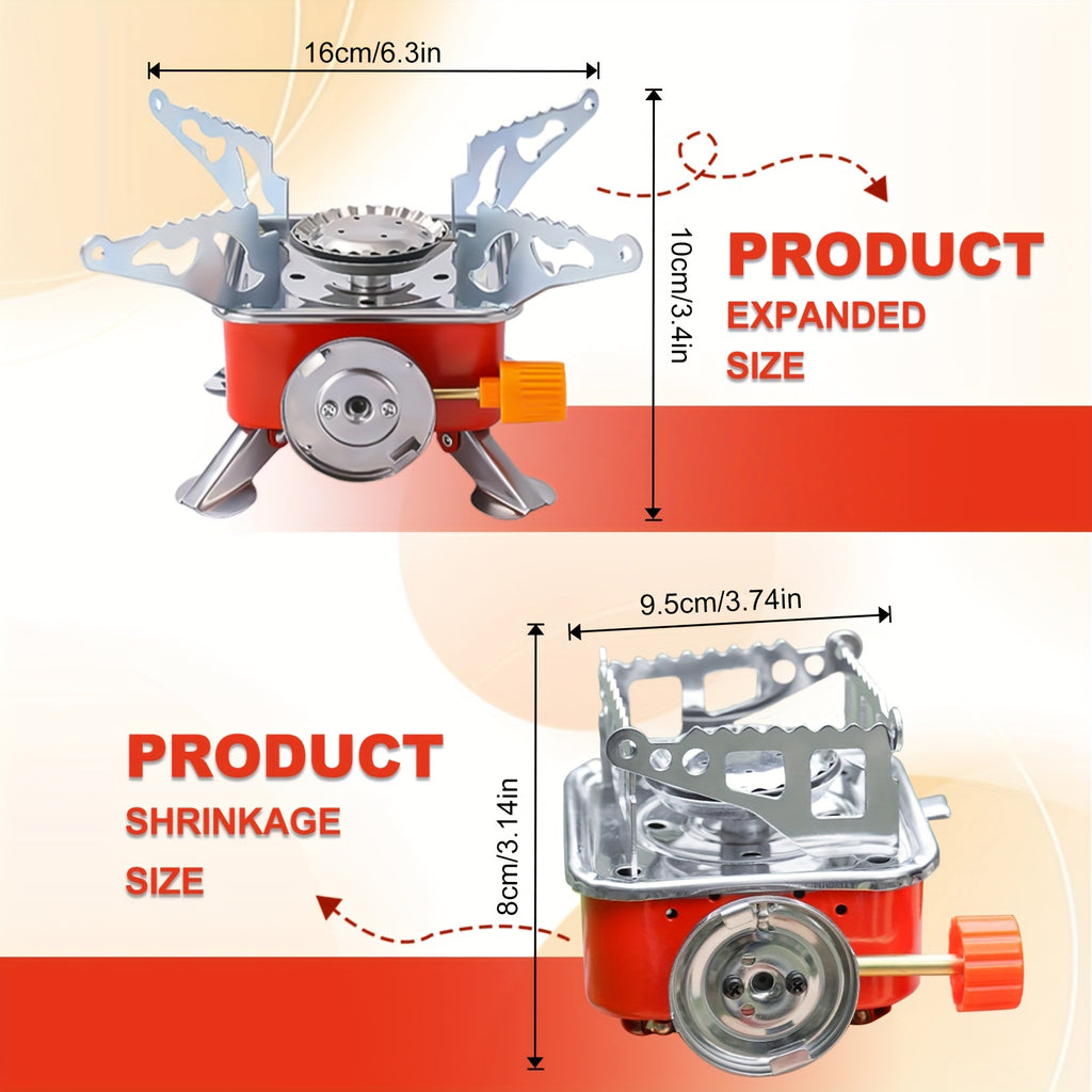 Portable Windproof Folding Stove - Lightweight & Compact Camping Stove with Adjustable Flame, Ideal for Backpacking, Hiking, Picnic & Home Emergency - Essential for Solo & Group Camping