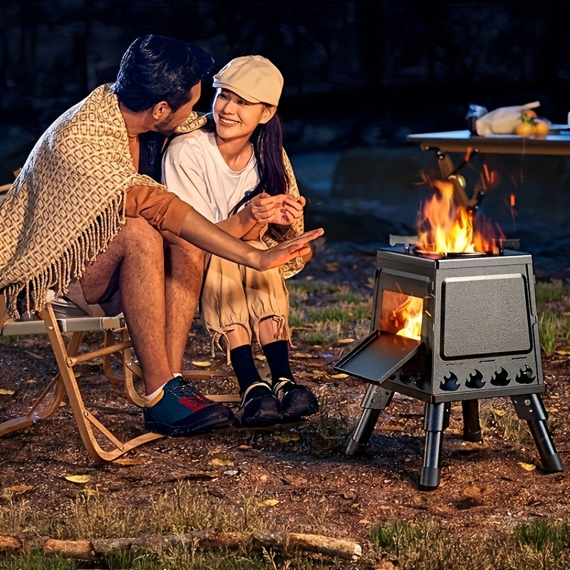 Portable Wood Burning Stove | Compact Outdoor Cooking Solution with Carry Bag, Iron Material, No Ignition Function, Compatible with Dry Wood/Charcoal - HALFIRE/