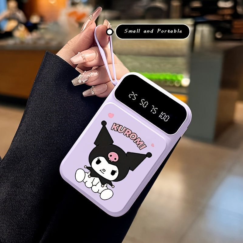 Hello Kitty Power Bank, Kuromi Power Bank 20000mAh Mini Cute Fast Charging Multifunctional, Built-in 4 Cables, Small Size Large Capacity, Kuromi Rechargeable Portable Mobile Phone Charger, Ultra-bright LED Lights, Suitable for IPhone/Android