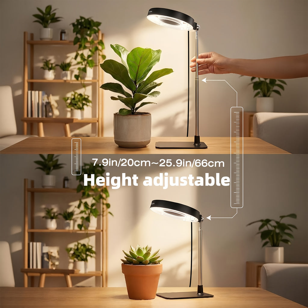 2-Pack Indoor Full Spectrum Grow Light, Retractable Lamp Pole, Stable Base, 720° Rotatable Lamp Head, 4 Brightness Levels, 3/6/9H Auto Timer, Ideal for Small Indoor Potted Plants and Seedlings