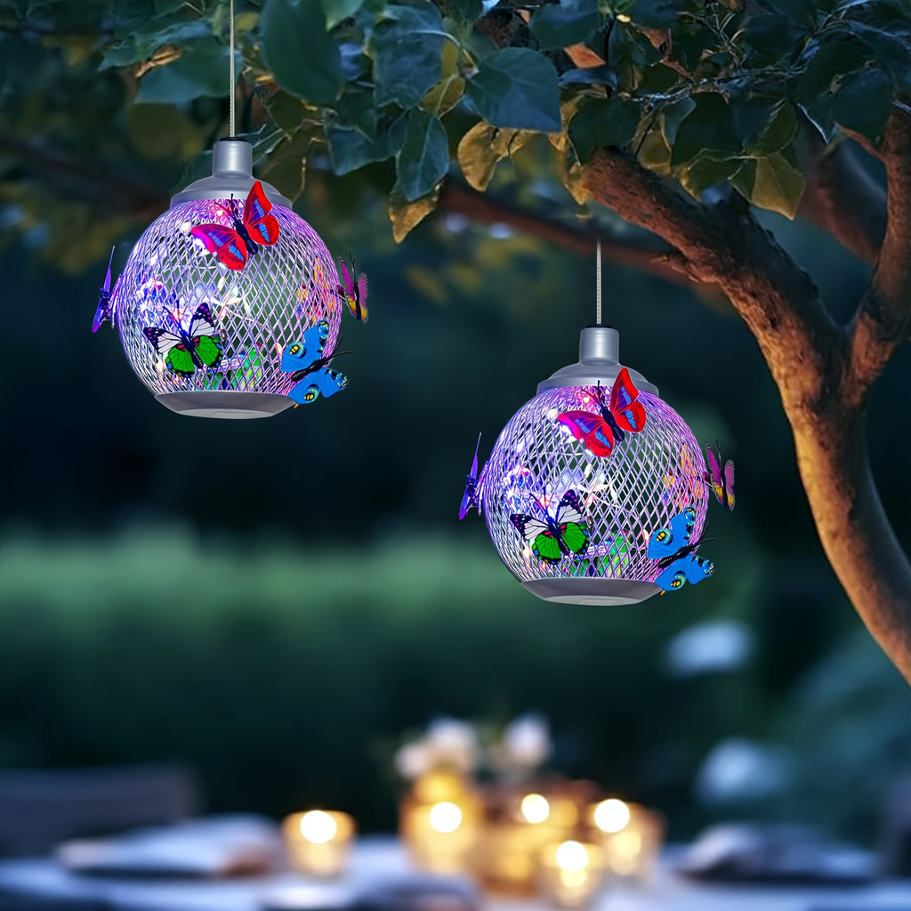 BEAKJEONG One or Two Pieces Outdoor Courtyard Solar Light, Butterfly Globe Light, Suitable for Mother's Day, Valentine's Day, Birthday Party, Wedding Decoration, Lawn, Garden, Patio Creative Animal Style Solar Light Holiday Decoration,
