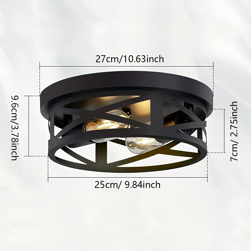 3-pack, Kyoeon dual-head black recessed ceiling light, black outdoor industrial style light fixture, with adjustable lamp heads, industrial black metal cage ceiling light fixture, suitable for farmhouse, hallway, bedroom, kitchen, entryway