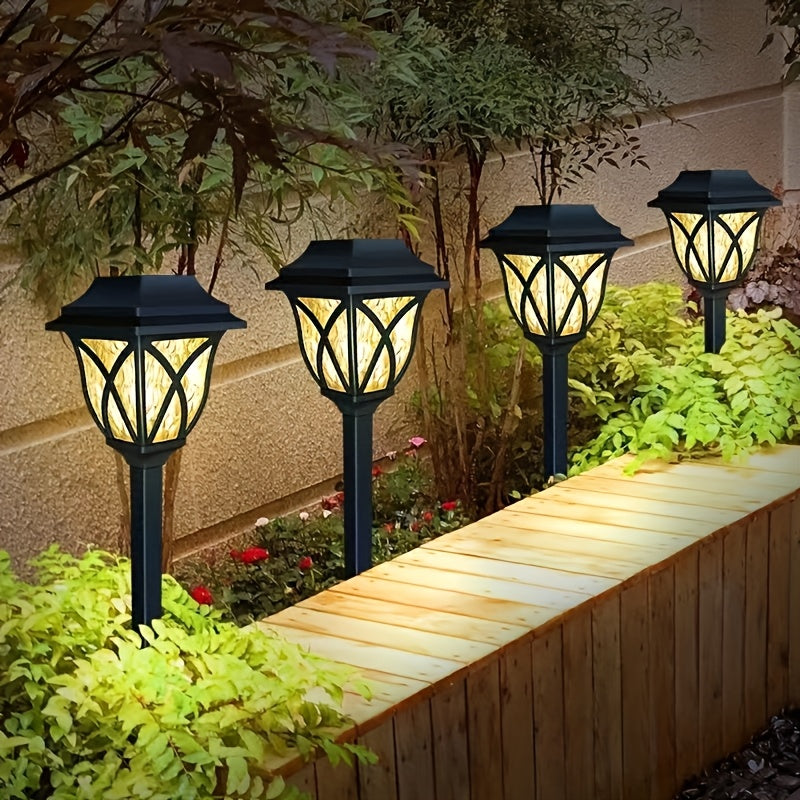 12PC Outdoor Solar Retro Checkered Landscape Lawn Light, Lawn Projection Lighting, Solar Garden Light, Courtyard Light, Pathway, Patio, Lawn, Sidewalk, Private Driveway, Outdoor IP44 Waterproof Solar Light