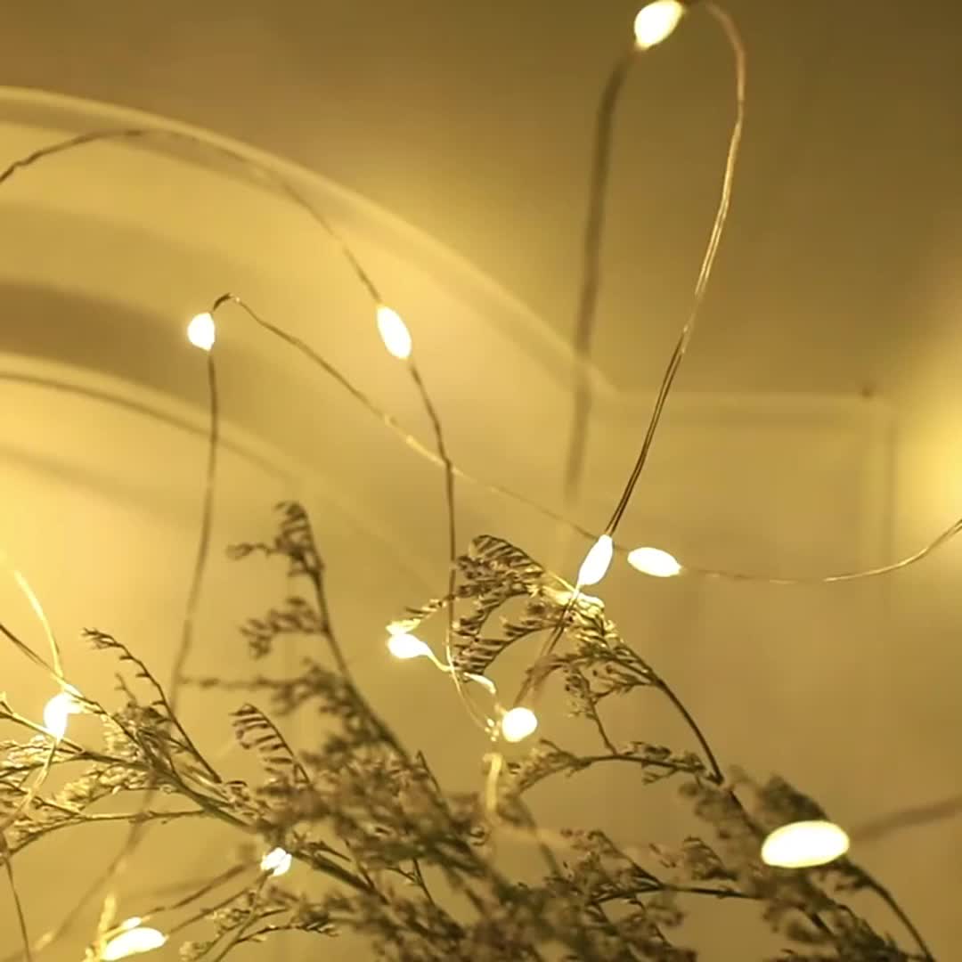 神智科技 LED 铜线灯 - 暖白光，提供 393.7 英寸/787.4 英寸长度，带电池盒，易于开/关开关，可弯曲、扭曲和塑形成各种设计，非常适合房间和家居装饰