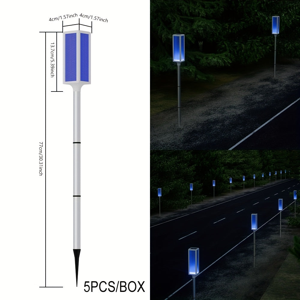5pcs/Box IP44 Outdoor Solar Lawn Light, Roadblock LED Strobe Signal Ground Plug Lamp