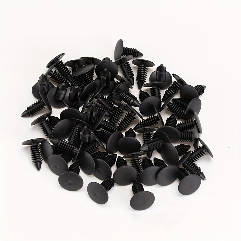 50/100-Pack 8mm Auto Plastic Barbed Christmas Tree Rivet Clips – Plastic Push Retainer Rivets, Bumper Clips, Fender Clips for GM & Ford