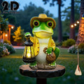 2D Flat 1 Piece Frog Holding Glow Light Garden Decoration Ground Insert, Outdoor Courtyard Garden Lawn Decorative Ornament, Garden and Flower Bed Decorative Stake, Perfect for Courtyard, Lawn, Bonsai - Festival Decoration