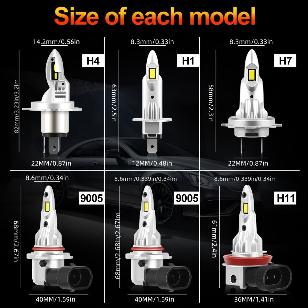 ROADSUN 2只装 H1 H7 H11 9005/HB3 9006/HB4 大功率LED汽车大灯/雾灯 远近光一体 冷白光6000K 1:1直插式LED大灯
