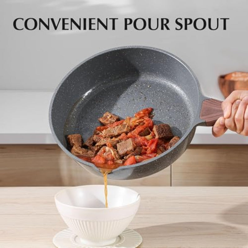 13-Piece Non-Stick Cookware Set with Swiss Granite Coating, Healthy Cooking Set, Heat-Resistant Anti-Scald Handle, PFOA-Free