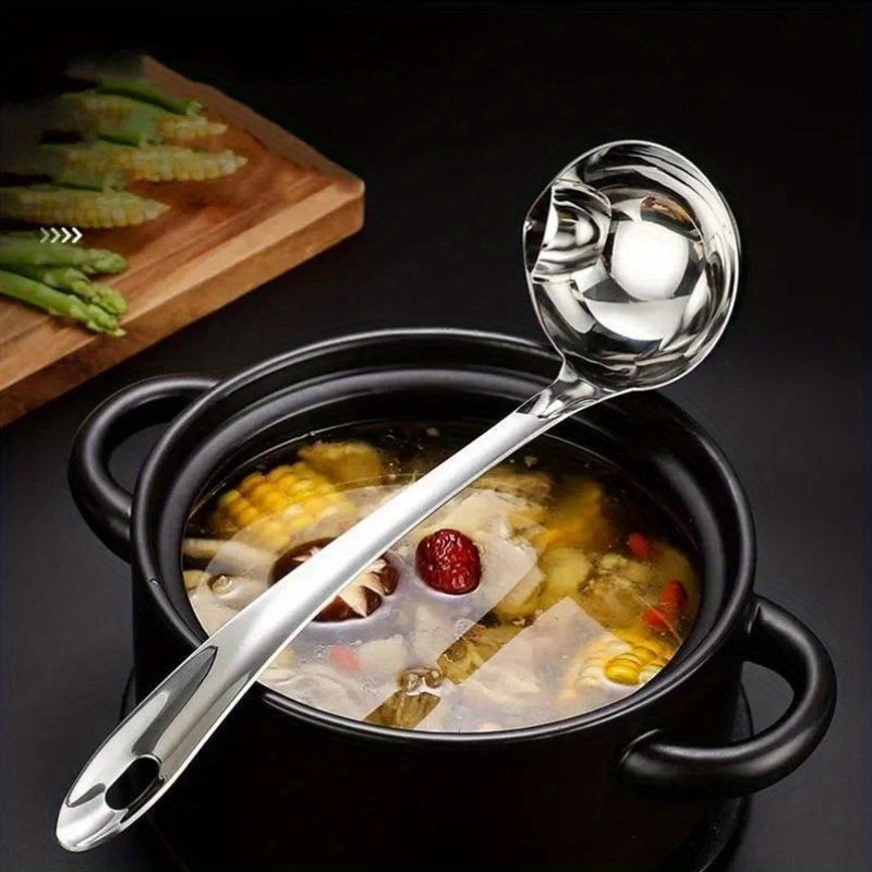 1 Heavy-Duty Stainless Steel Multifunctional Spoon with Two Compartments – Fat & Gravy Separator, Yogurt Tray, Easy-Pour Spout, Sturdy Construction, Compact Design, Space-Saving Kitchen Utensil (Compatible / ), Cooking Accessory