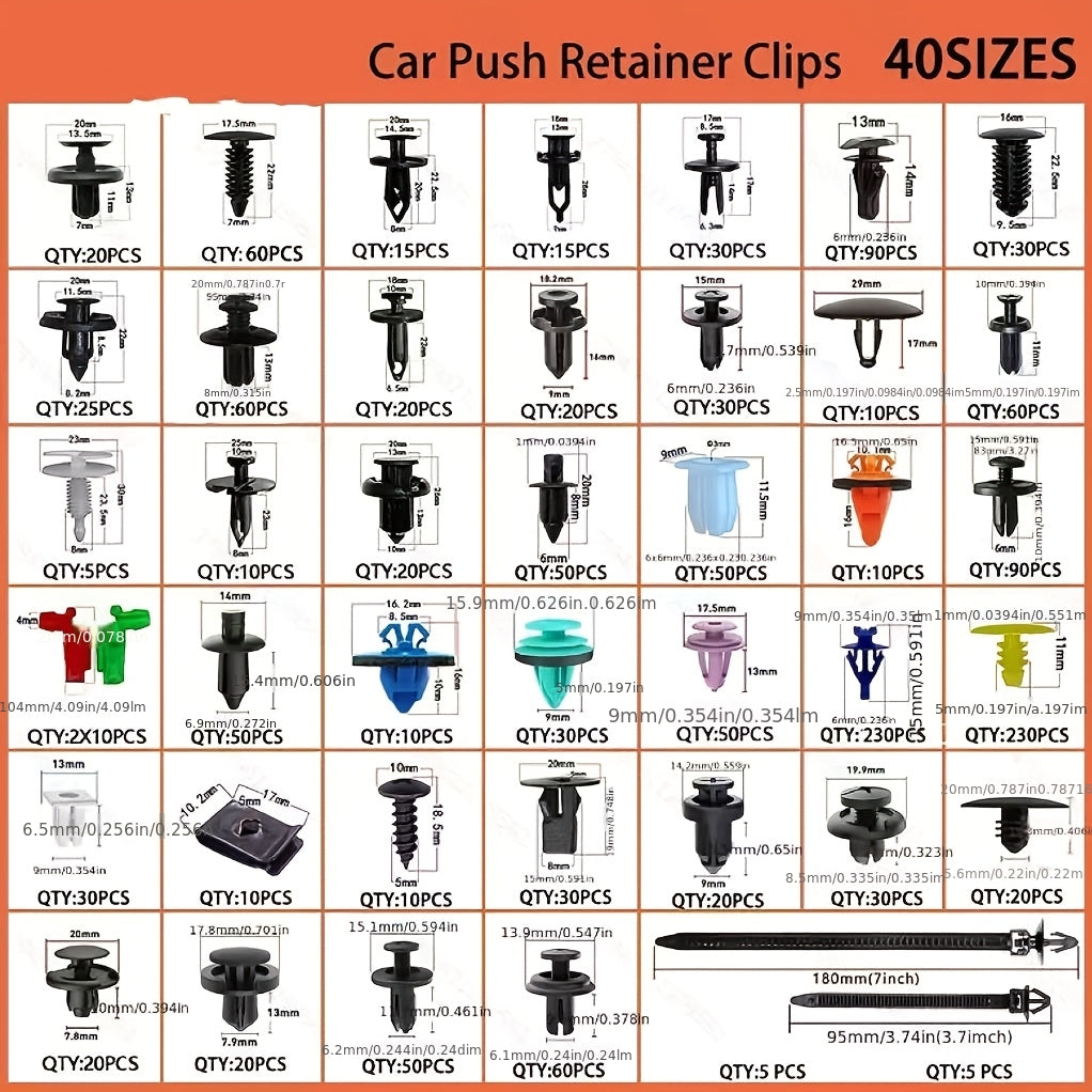 2050-Piece Car Retainer Clips Assortment Kit, Plastic Fasteners Universal Auto Body Parts & Accessories, PP Material for Ford, Toyota, Honda, Chrysler, Mercedes-Benz, Nissan, High Cost-Effective