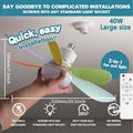 20.5 Inch/52cm & 16.5 Inch/42cm Remote Control Ceiling Fan with Light, 6 Blades Design, 40W E26/E27 Base Fan Light, 3 Speed Levels & 3 Color Modes, 3000K-6500K Dimmable, Ideal for Bathroom Kitchen Bedroom Office, White & Multi Colors Available