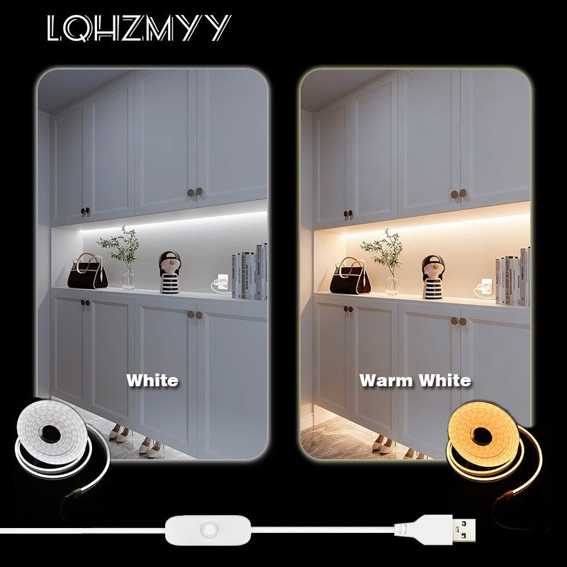 LQHZMYY 16.4英尺柔性LED霓虹灯带 - USB供电白色氛围照明，适用于室内外家居装饰、卧室、厨房、万圣节派对装饰（3.3英尺至16.4英尺），家庭内部灯光