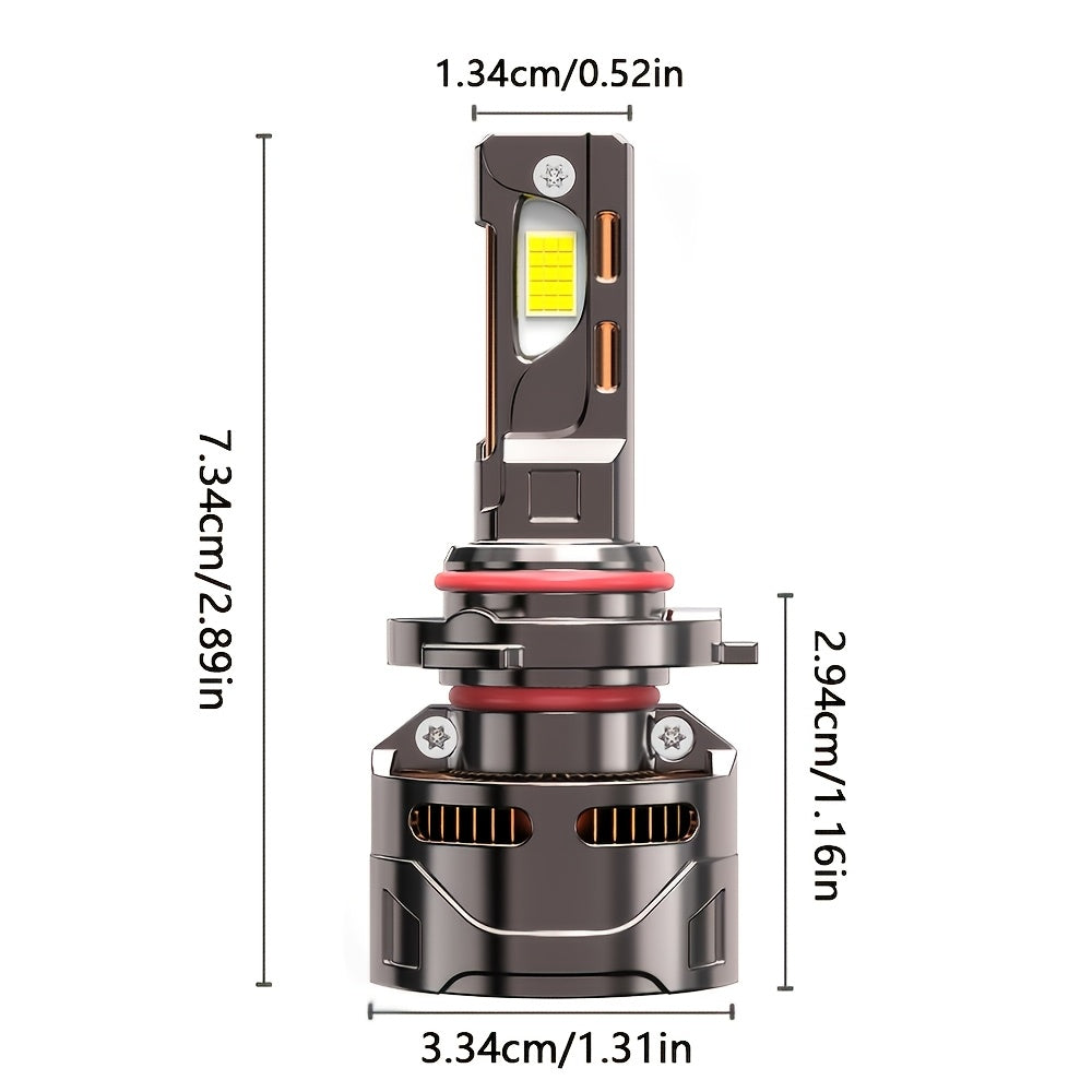 2-Pack H1 H4, 9003, HB2, H7, H18, H8, H9, H11, H16, 9005, HB3, 9006, HB4, 9012, HIR2 LED Bulbs, for Cars, 400% Brightness Increase, 360W High Power Bulbs, 58630 LM - B0031, No Battery Included