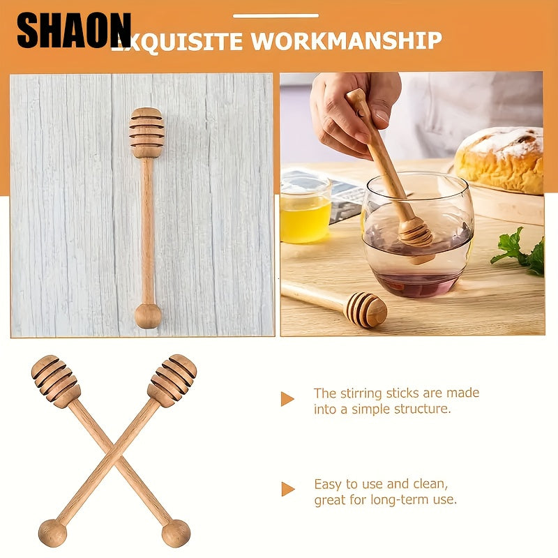 One Wooden Honey Dipper – Honeycomb Dripper, Long-Handled Stirrer for Honey, Syrup & Jam – Kitchen Utensil & Stirring Tool for Syrups, Maple Syrup or Any Non-Oily Stretchy Foods – Perfect for Homemade Honey