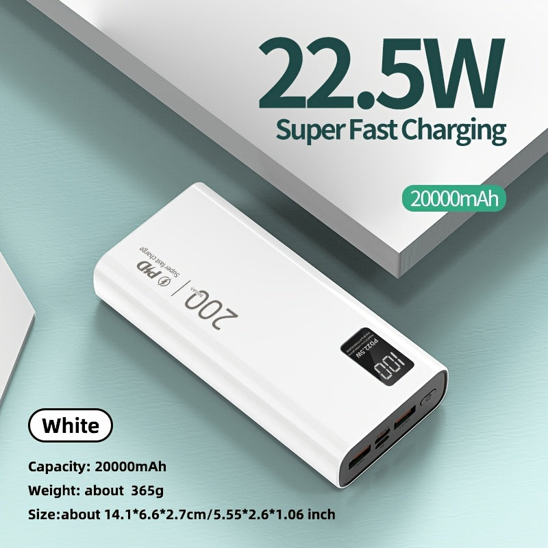 22.5W Fast Charging 20000Mah Portable Power Bank PD20W Dual Input Three Output