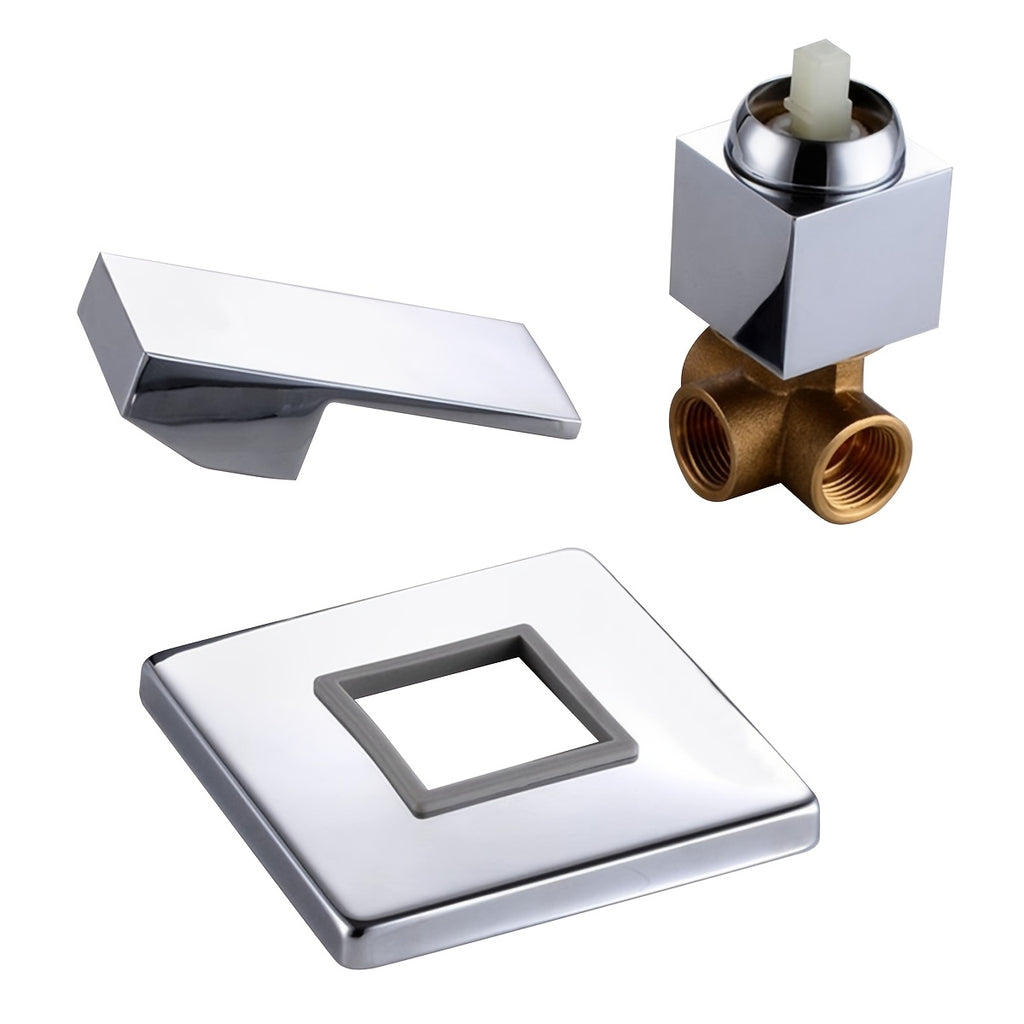 1Pc Plated Solid Brass 4-Way Square Wall Mounted Concealed Shower Faucet