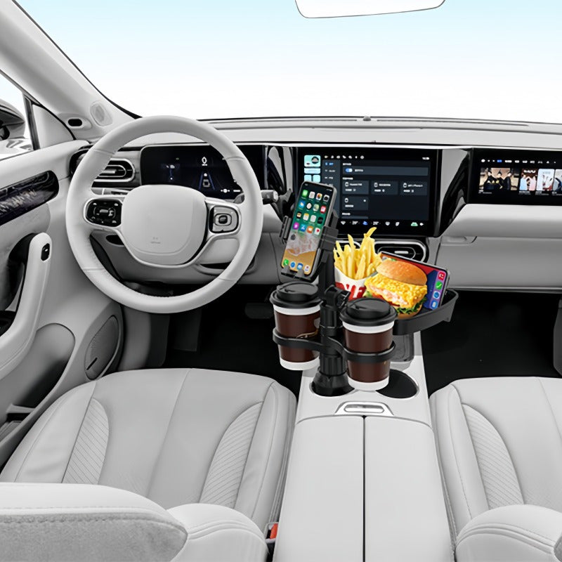 Multifunctional 3-in-1 Car Cup Holder, ABS Material, Sturdy Expandable Base, Essential Travel Gear for Drinks and Snacks