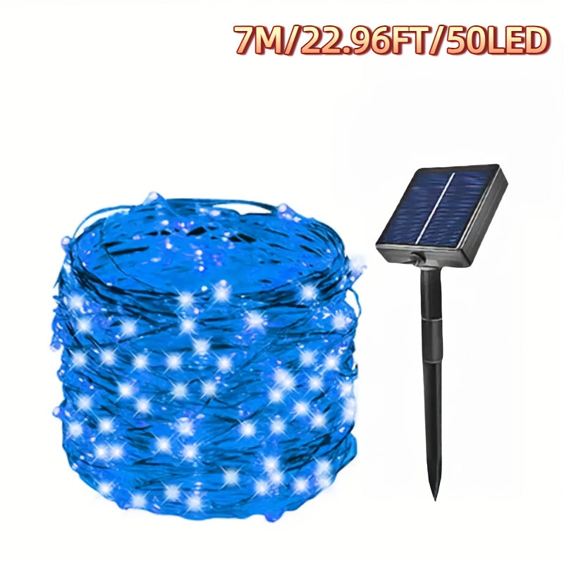 50/100/200/300LED锂电高亮太阳能灯户外花园仙女串灯，适用于圣诞院子树木派对婚礼装饰闪烁灯串，适用于11个国家的节日装饰万圣节装饰品，圣诞装饰品