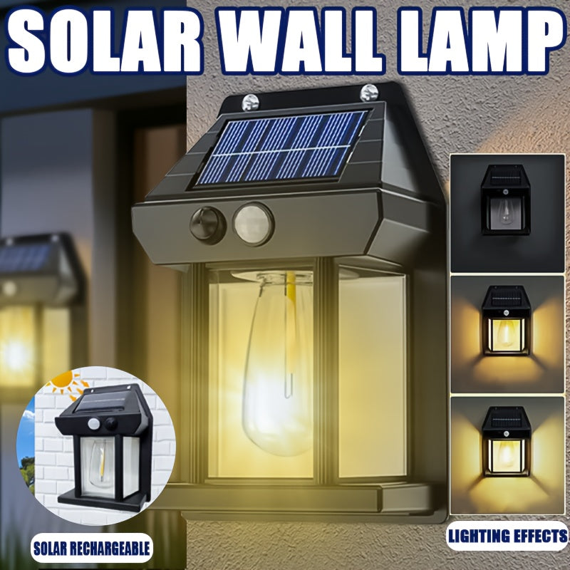1/2/4 Pack Smart LED Solar Light, PIR Motion Sensor Solar Wall Light, Outdoor Solar Charging High Brightness Street Light, 3 Modes Solar Powered Decorative Garden Light Security Lighting, Mini Step Light, Perfect for Porch, Pathway, Courtyard