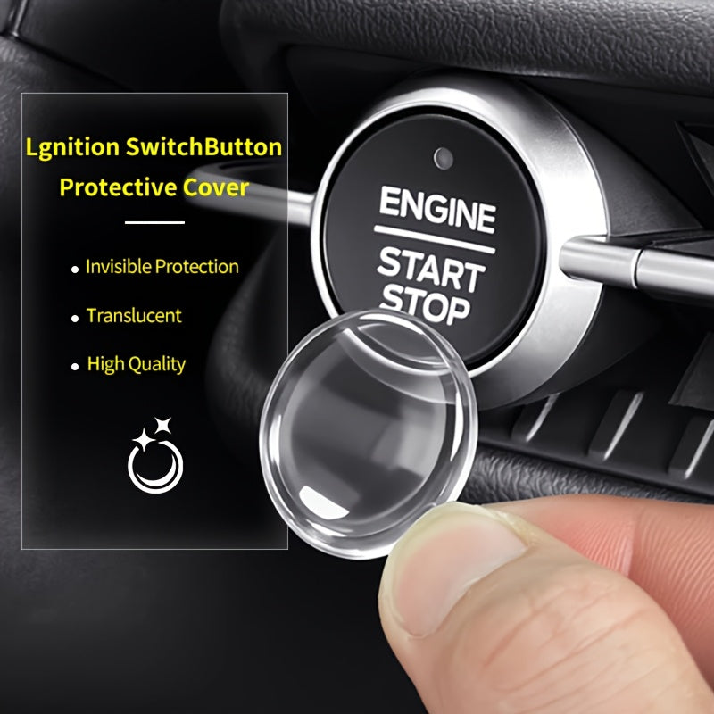 1pc Car Ignition Switch Crystal Clear Protective Sticker, Engine Start Button Cover, Compatible with Most Keyless Entry Sedans, SUVs, Wagons, Off-Road Vehicles & Pickup Trucks – Easy Peel-and-Stick Installation, No Wiring