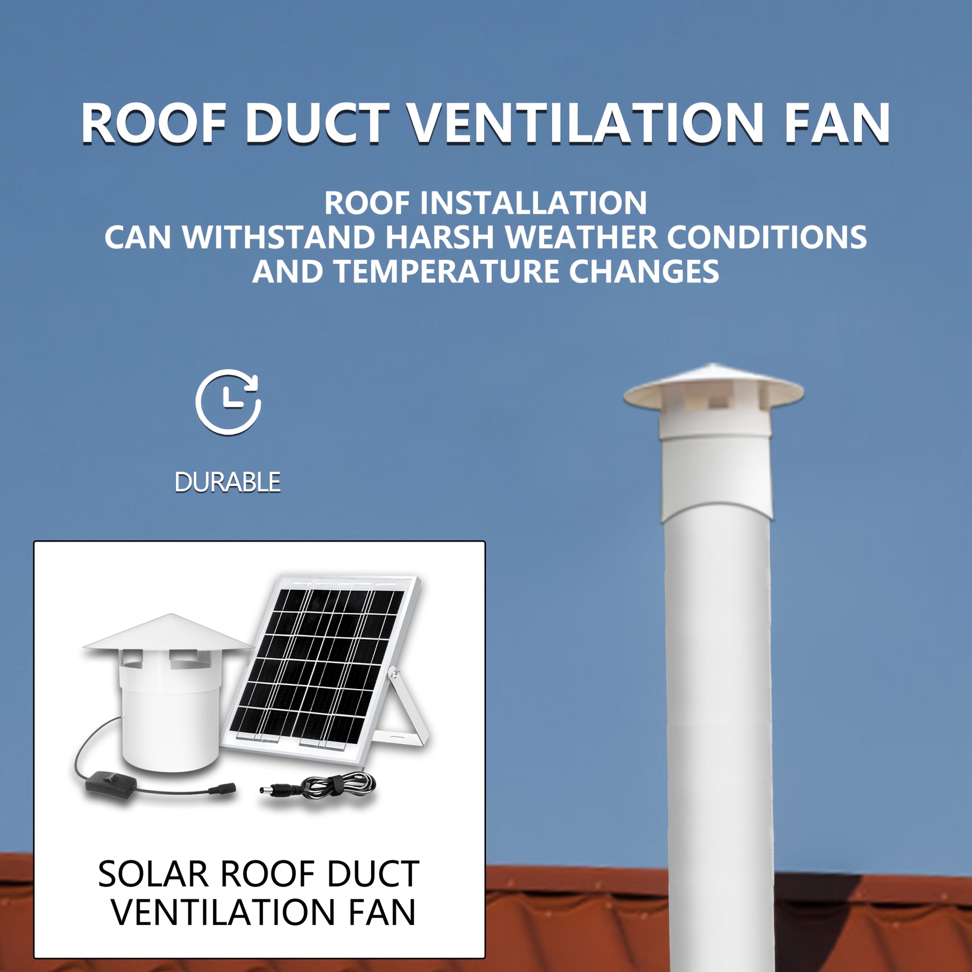 1 Piece Household Solar Fan - 8W Solar Panel, White Solar Fan, Perfect for Air Circulation in Greenhouse, Chicken Coop and Pet House