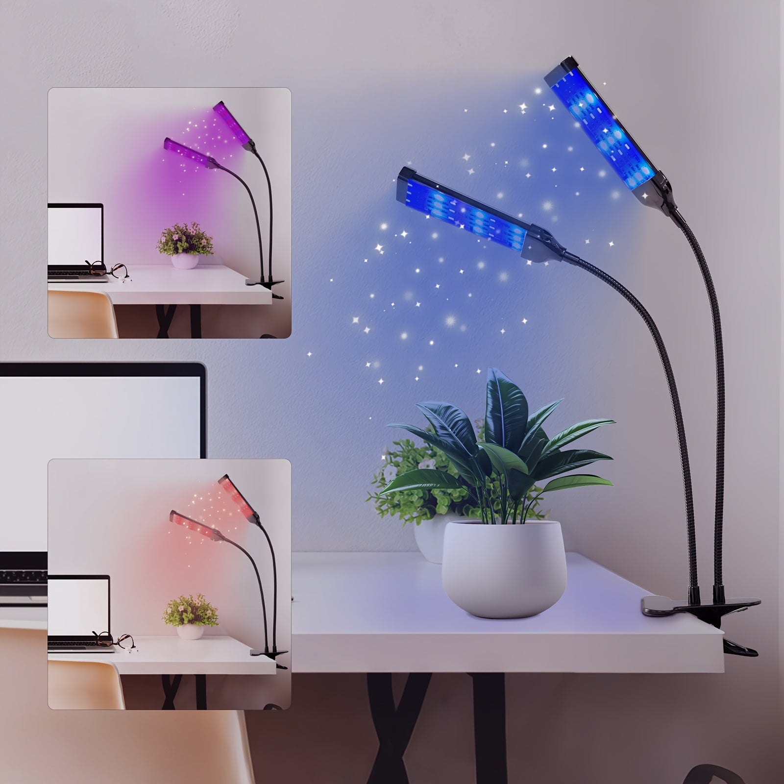 2-in-1 Full Spectrum LED Plant Grow Light, USB Powered with Timer & Dimmable Function, 3 Lighting Modes, Smart Sensor Timer Dual Wavelength Design, Indoor Potted Plant Desk Lamp for Home Office, Compatible with Smart Devices