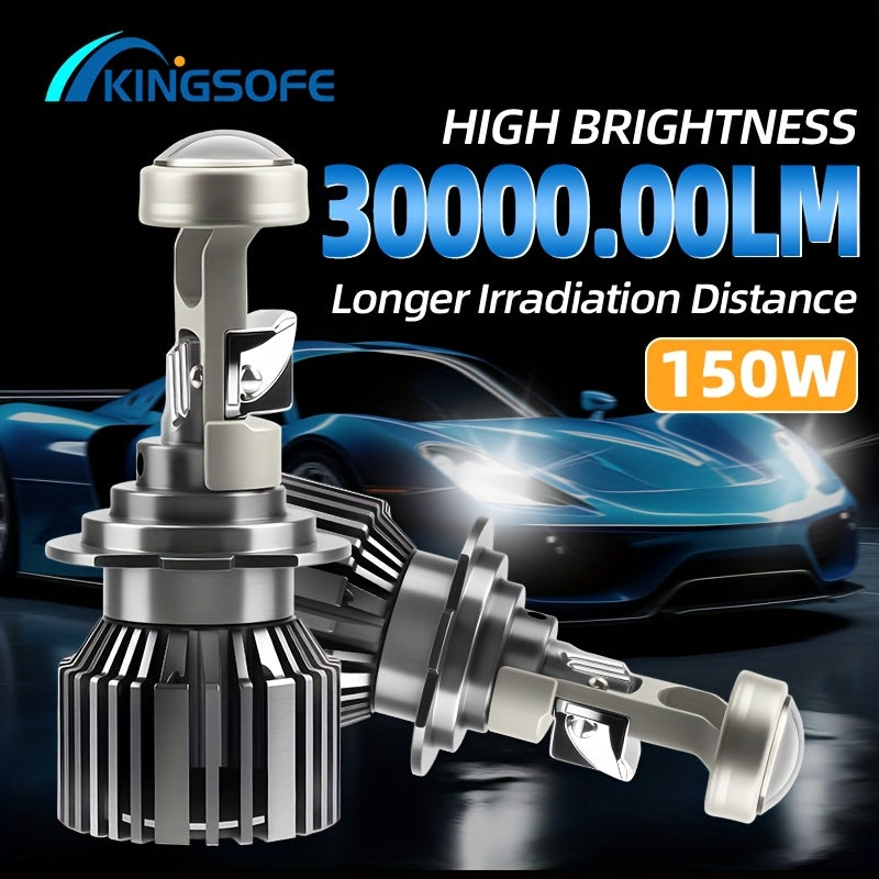 2 Projector Lens 9005/HB3 9006/HB4 H7 H11 Car Bulbs H4 High/Low Beam Integrated 6000K Brighter White Light, Wireless Car Lighting Plug-and-Play No Battery Needed