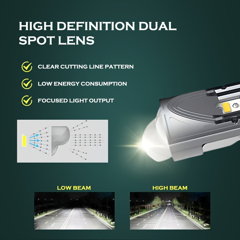 2个 BRIEYES A11 个迷你投影镜头 H4 HB2 9003 LED 大灯套件，10000LM 比卤素灯亮 400%，6500K 高低光束 AC/DC 9-80V 适用于汽车和卡车，不含电池