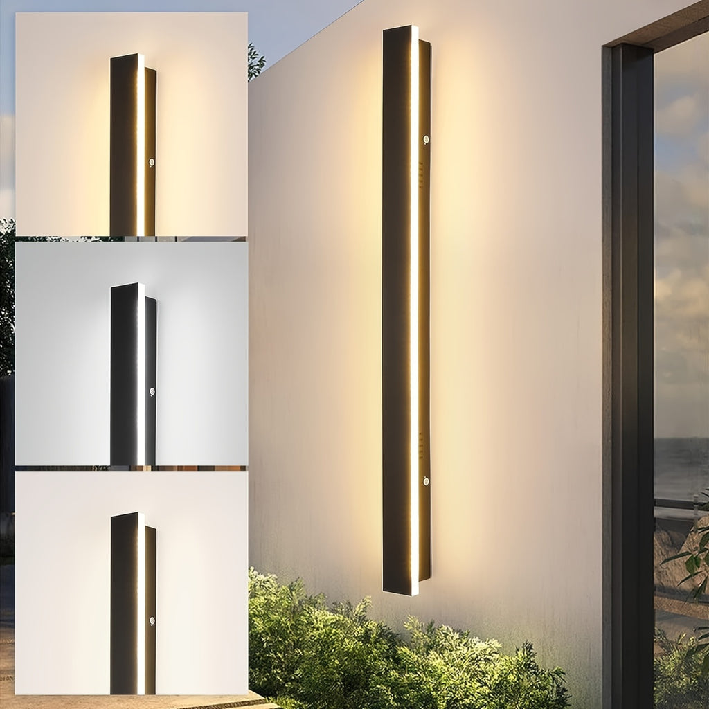 Modern Outdoor Wall Light, LED 3000K-6000K Dimmable Long Wall Light, IP65 Waterproof Exterior Fixture, Minimalist Style Wall Light, Suitable for Garage, Residential Hallway, with Remote Control