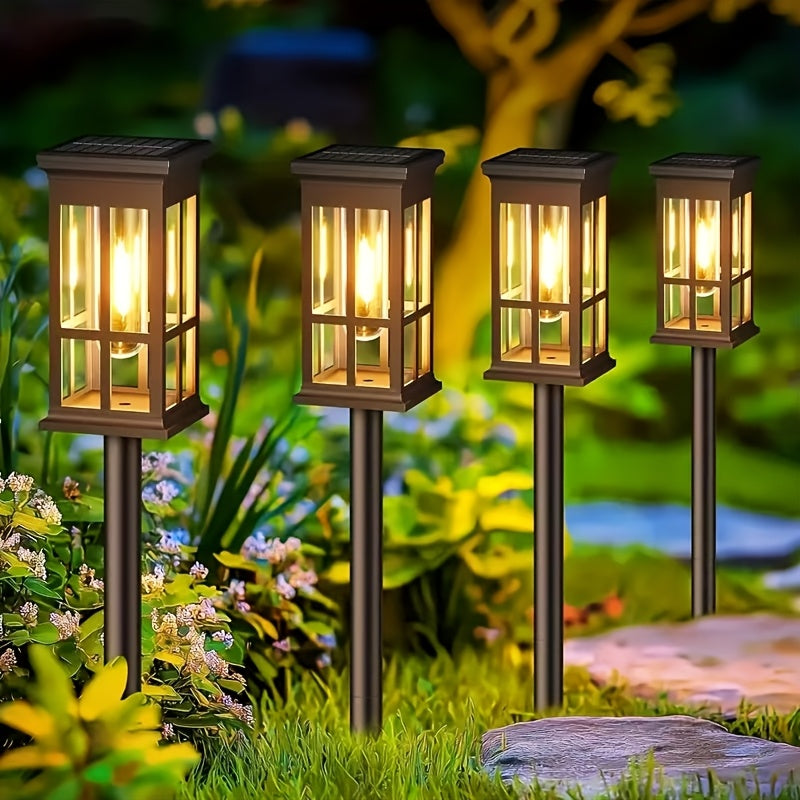 Solar LED Lawn Light - Warm Light, High-Quality Outdoor Garden Lighting, Suitable for Villa, Garden, Patio and Walkway - Available in 4/6/8-Pack, Easy to Install, Solar Garden Light IP54
