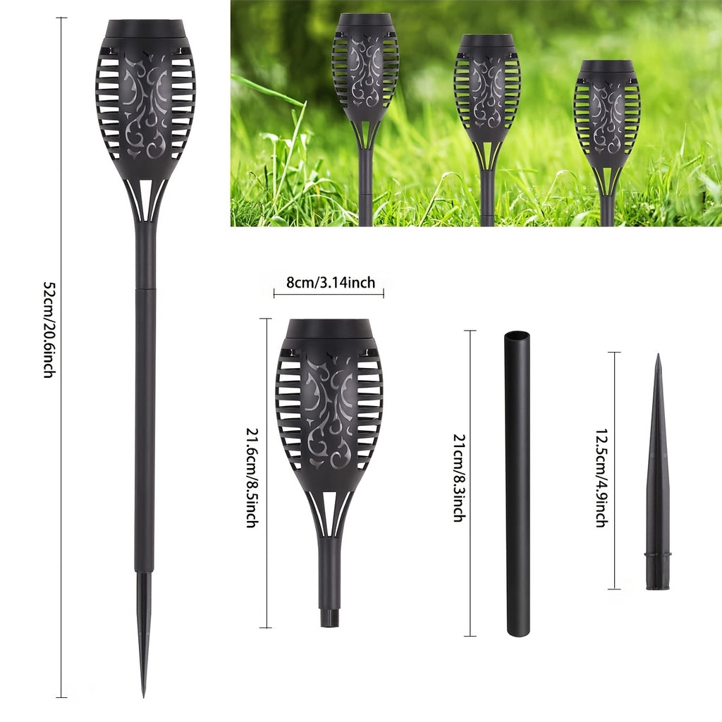 8pcs Outdoor Warm Light Solar Torch Light, Solar Light Waterproof, LED Flashlight for Outdoor Decoration, Perfect for Outdoor Decor Courtyard Garden, IP44 Waterproof Courtyard Lighting Light, Light Sensor Control Outdoor