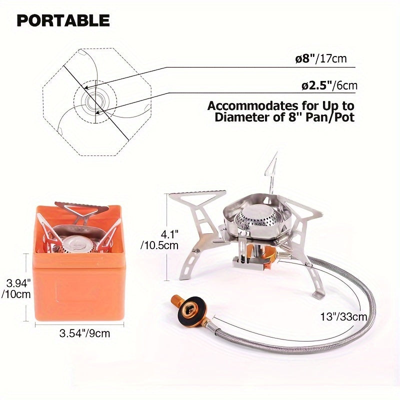 Stainless Steel Portable Camping Stove – Windproof, Foldable Design with Storage Case – Ideal for Hiking, Fishing and Picnic