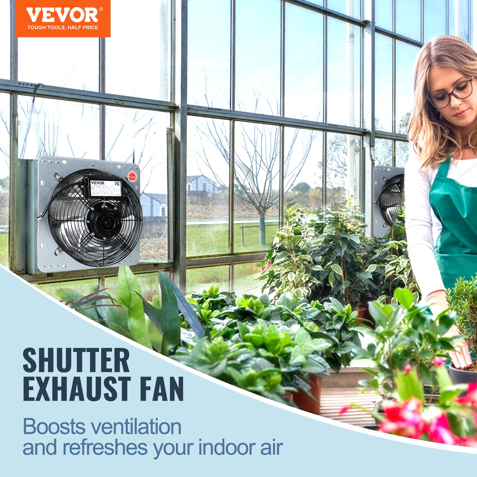 VEVOR 10''/16''/24'' Fan Shutter Exhaust Fan, Aluminum Wall Mount Attic Fan with AC Motor, Ventilation & Cooling for Greenhouse Garage Shed Store