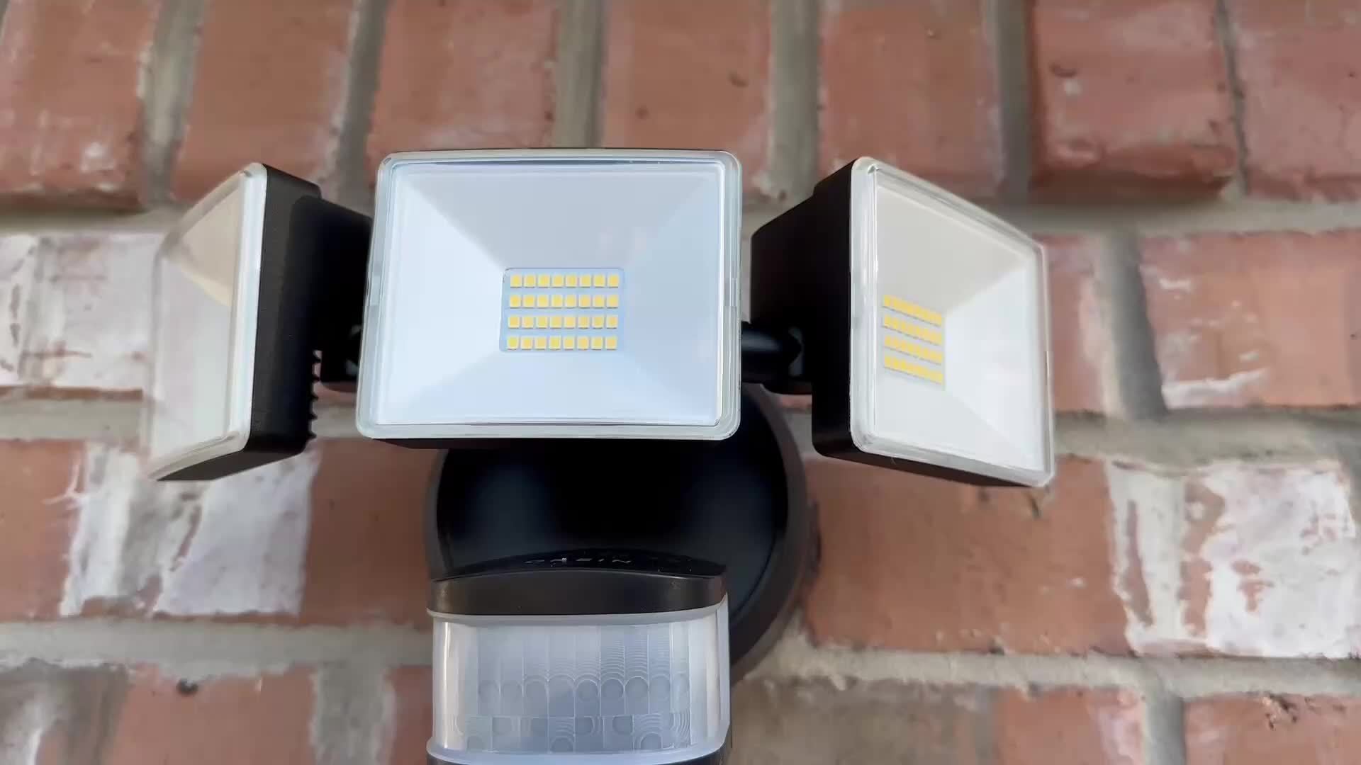 SYVIO Outdoor Flood Light, LED Security Light Coverage Area 4500 sq ft, 4500 Lumens / 30 Watts, IP65 Rating, 240 Degree / 50 ft Detection Range, 3 Modes (Dusk to Dawn), Suitable for Patio Garden, Garage and Backyard FT Area Lighting