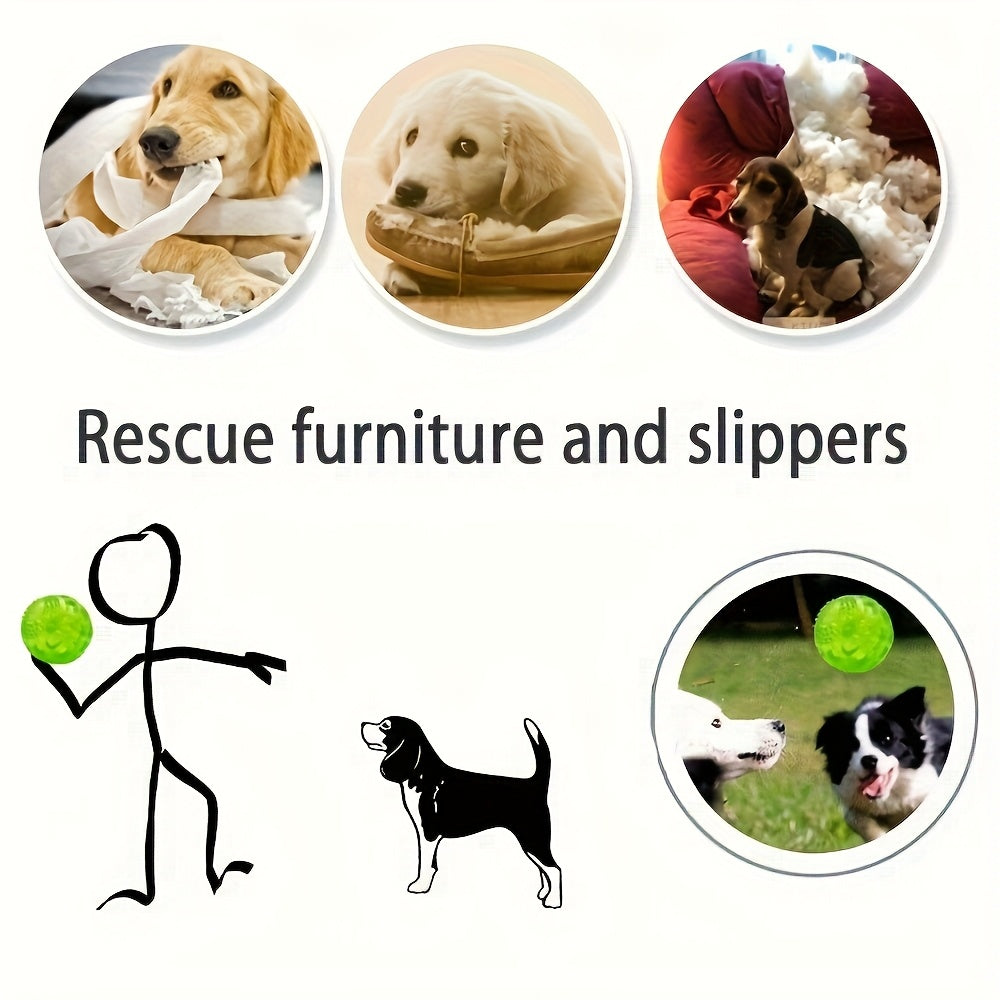 三个吱吱响狗球 - 适合小型至大型犬的耐用橡胶咀嚼玩具，完美适用于游戏和训练