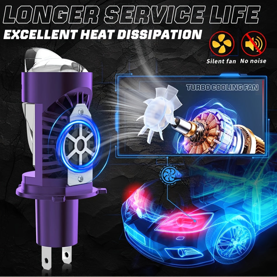 H4 Dual LED Mini Projector Lens LED Car Headlight Bulb 180W Super Bright Turbo Auto Bulb H4 High/Low Beam Fog Light Bulb 12V 24V