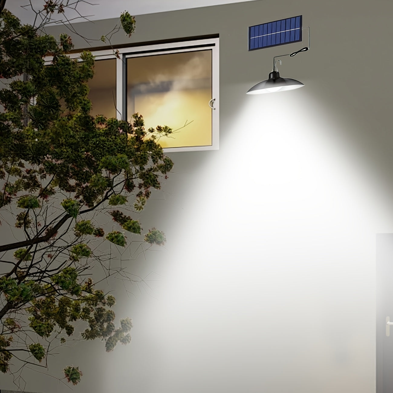 2-Light Solar Pendant Light with Remote Control - Indoor/Outdoor Rechargeable LED Bulb, Suitable for Porch, Shed, Garage, Garden, Patio Outdoor Lighting | Modern Style Pendant Light | Remote Control Light, Patio Decorative Lighting
