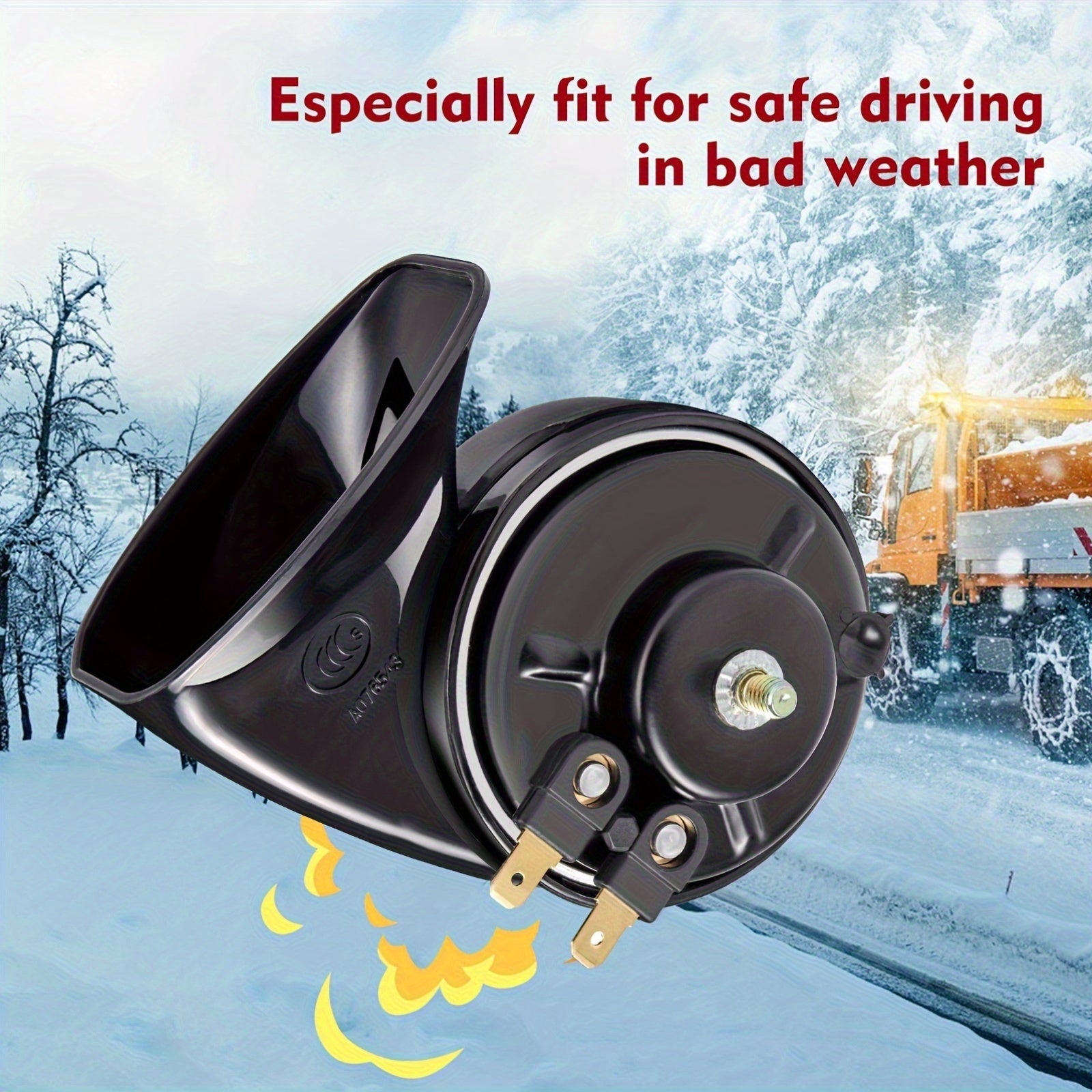 2 Car Alarms, 120dB Loudness, External Accessory Horn for Off-Road 12V Vehicles, High Tone Horn with ABS Engineering Plastic Shell, with Screw Bracket and Wire Clip, 4S Repair Part Installation