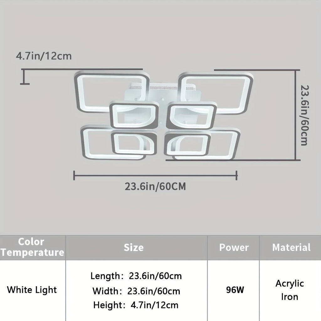 Enncll modern LED ceiling light, dimmable flush mount ceiling light fixture, with remote control, 23.6" 8-square acrylic ceiling light, suitable for kitchen, living room, dining room, bedroom, 3000K-6500K