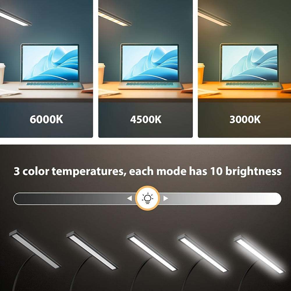 FOMZZE dimmable 160 LED desktop smart lamp, suitable for home office, with flexible gooseneck, metal rod and I-type clip book light clamp, suitable for reading, workbench, drawing, manicure, sewing, puzzles