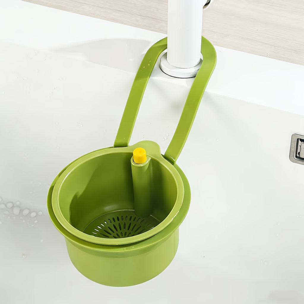 1 Piece – Press-Type No-Mess Sink Strainer, Food Residue Filter Basket, Food Waste Processor, Hanging Sink Drain Basket, One-Button Press Drain Basket, Removable Drain Basket, Sponge Drain Basket, Cloth Drain Basket